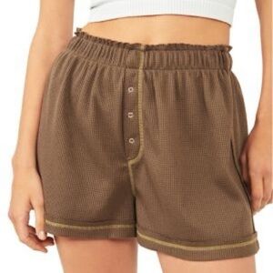 Free People Intimately Early Night Thermal Shorts brown green size L